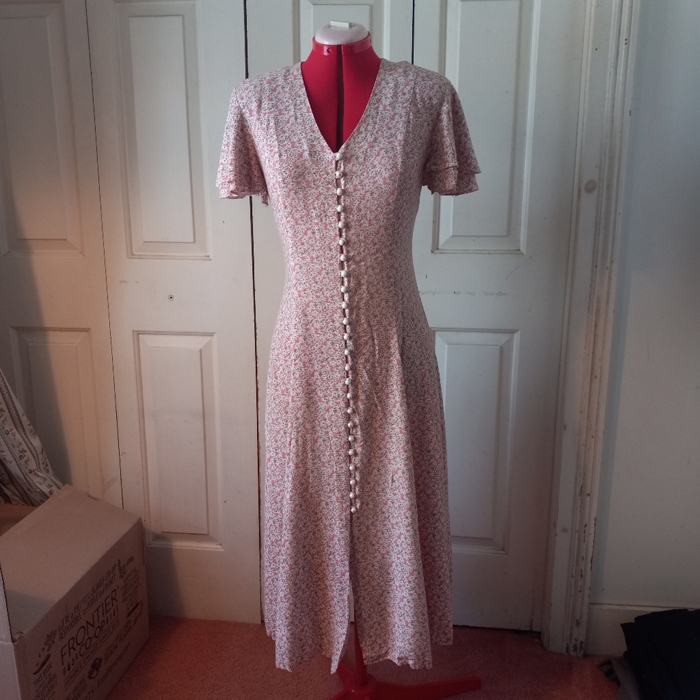 Vintage D.B.Y. 90s Floral Summer Dress Size M Bust 38" Princess Seams